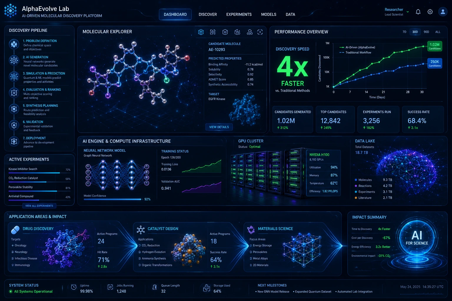 AI-driven molecular discovery dashboard